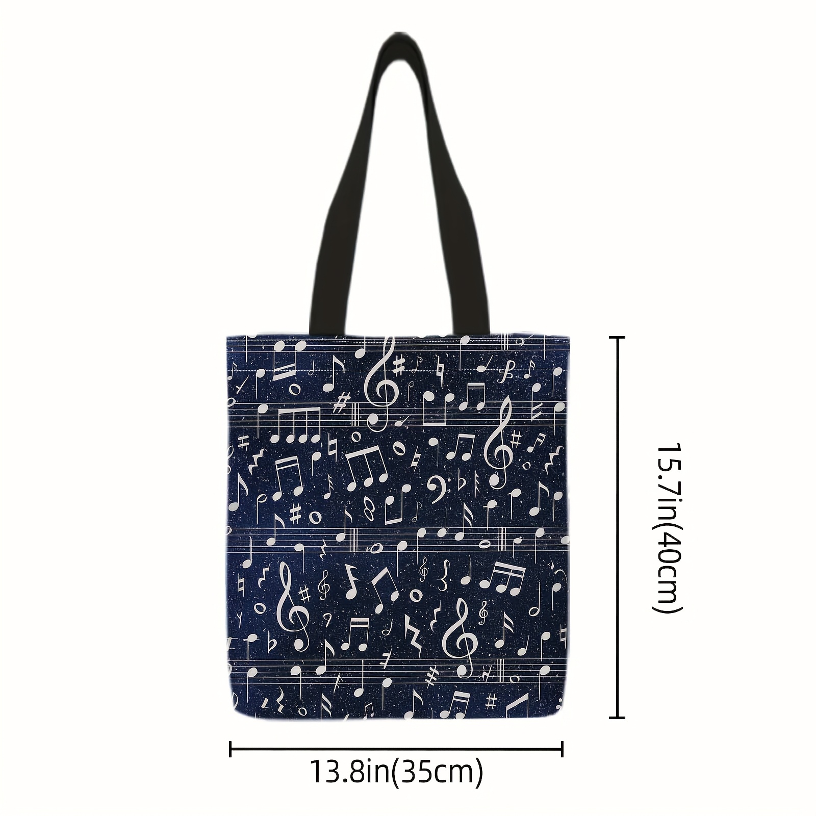 TEMU Large Capacity Musical Note Print Tote Bag - Music , Durable Canvas Backpack With Fixed Shoulder Straps, Machine Washable Casual Bookbag For &,,
