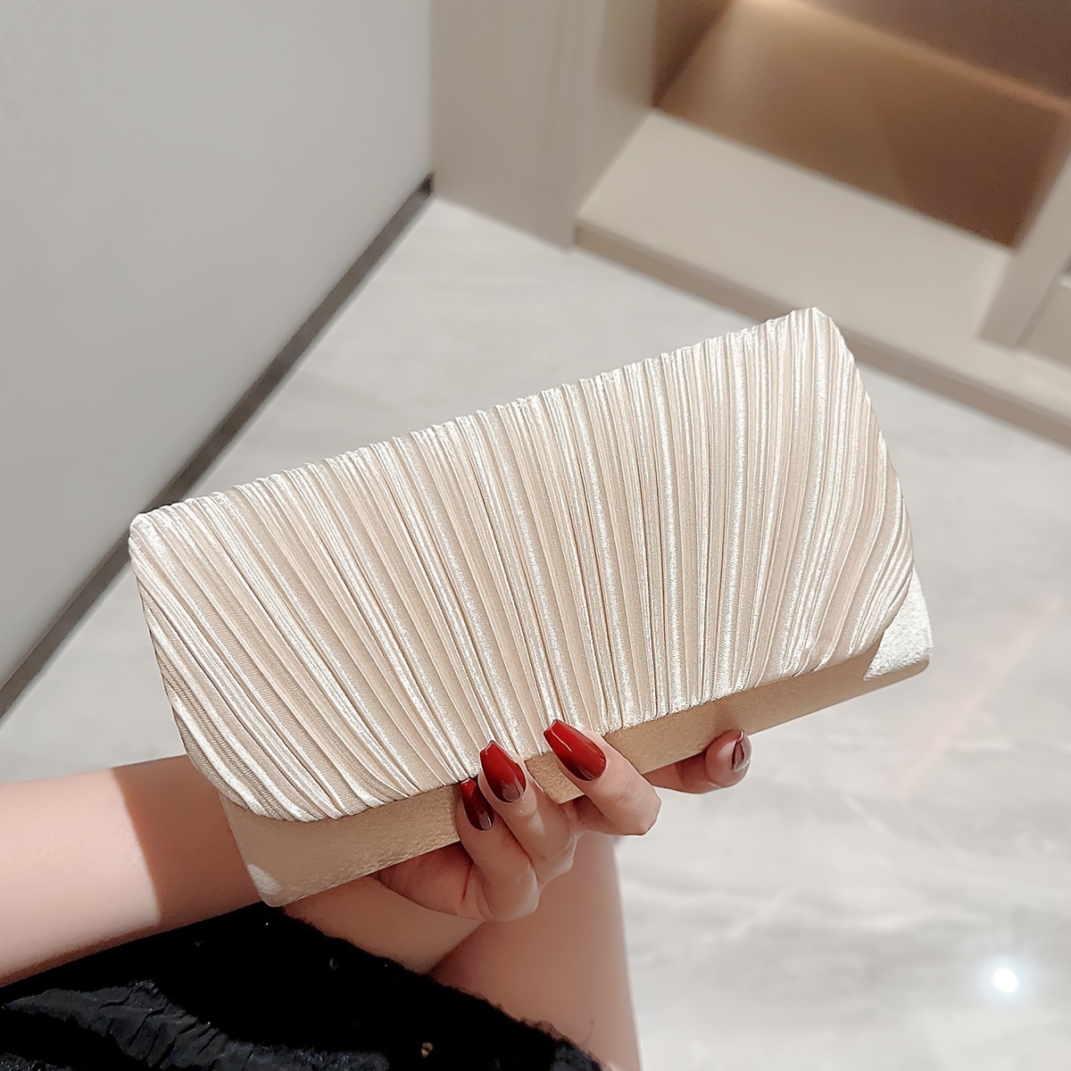 

Elegant Pleated Evening Clutch Bag, Versatile For Party And Formal Wear, Women's Fashion Accessory