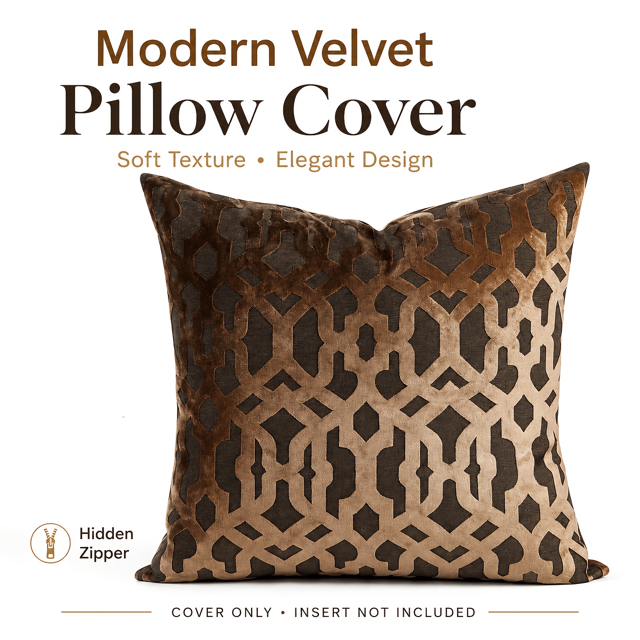 TEMU Decorative Pillowcase, Velvet Geometric Jacquard, Soft Sofa Cushion Cover, Modern Decor
