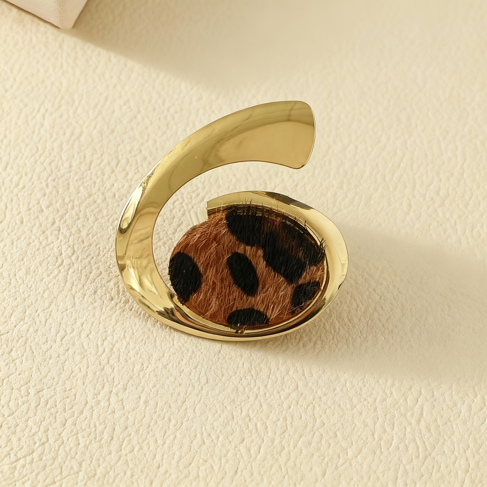 Image of 1pc/new Vintage Leopard Print Geometric Women's Ring, Fashionable And Trendy With A High-end 's Parties