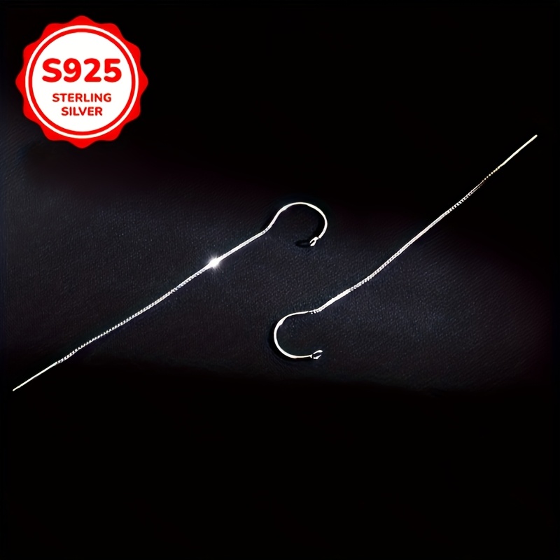 Image of 1 Pair S925 Silver Minimalist Long Drop Earrings, Cool- Niche Design, Versatile, Elegant, And Minimalist Piercing Ear Wires, Gift For Women On Valentine's Day, Birthday, Or Mother's Day