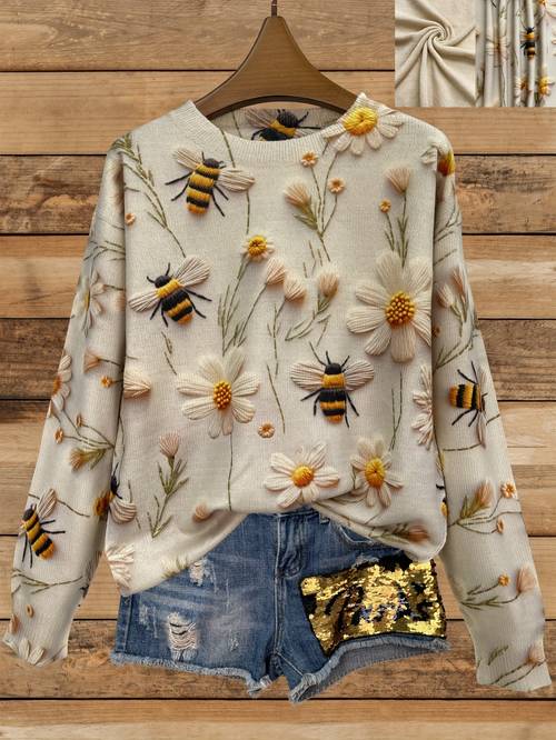 Floerns Maglione Donna Orsetto | Maniche Lunghe E Girocollo | Morbido E Casual | Taglie XS A XL | Perfetto Per L'Inverno