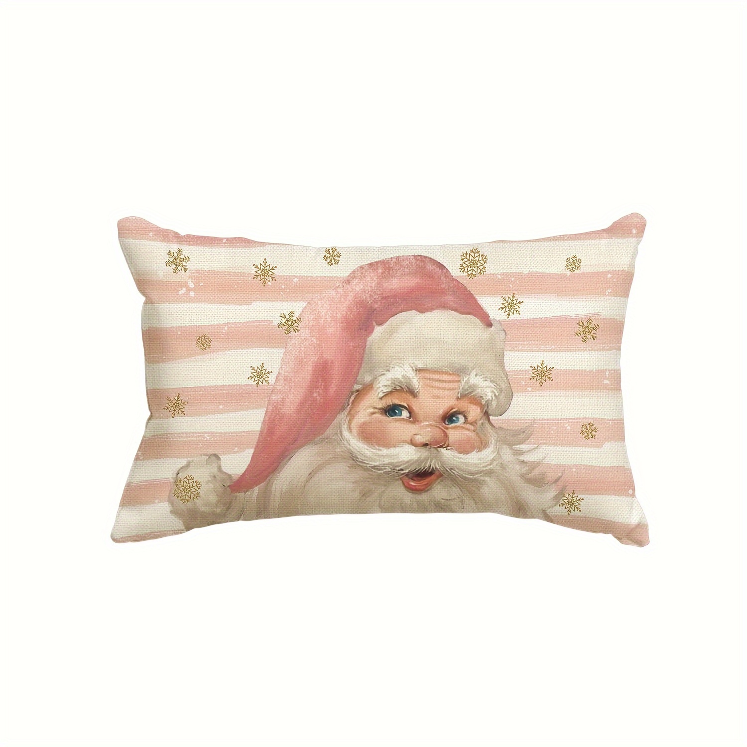 

1pc Sm:e Stripes Throw Pillow Cover, 12 X 20 Inch Pink Christmas Decoration For Sofa Couch