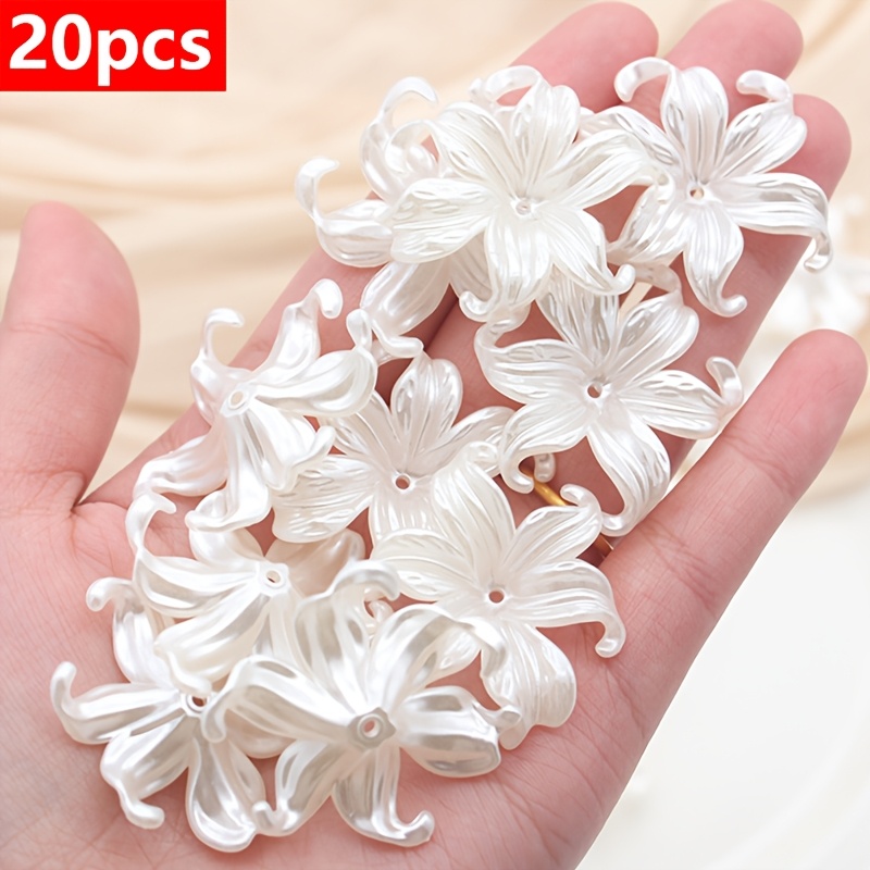 TEMU 20 Stück Bulk Off-White Gerollte Kante Blumen Perlen Handgefertigte Schmuck Zubehör Haar Zubehör Armband Material Großhandel