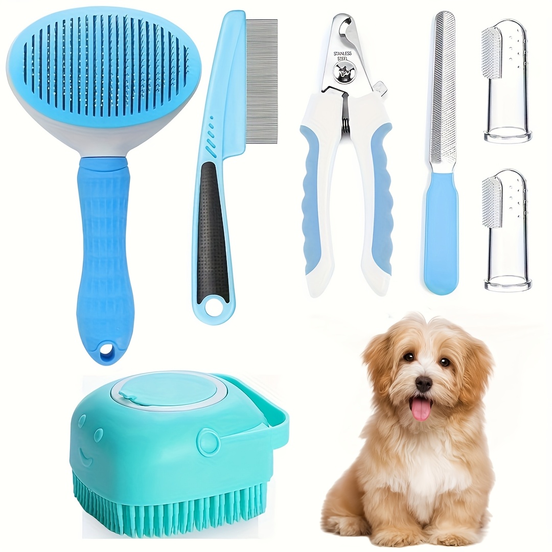 TEMU 7-in-1 Pet Grooming Kit For - , Nail Clippers, Deshedding Tools