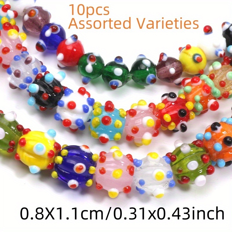 TEMU 8X11/10X15/12X15Mm 10pz Perline Lampwork a Color Block Colori Casuali per Creazione Gioielli Collana Portachiavi Bracciale Materiali di Aggiunta