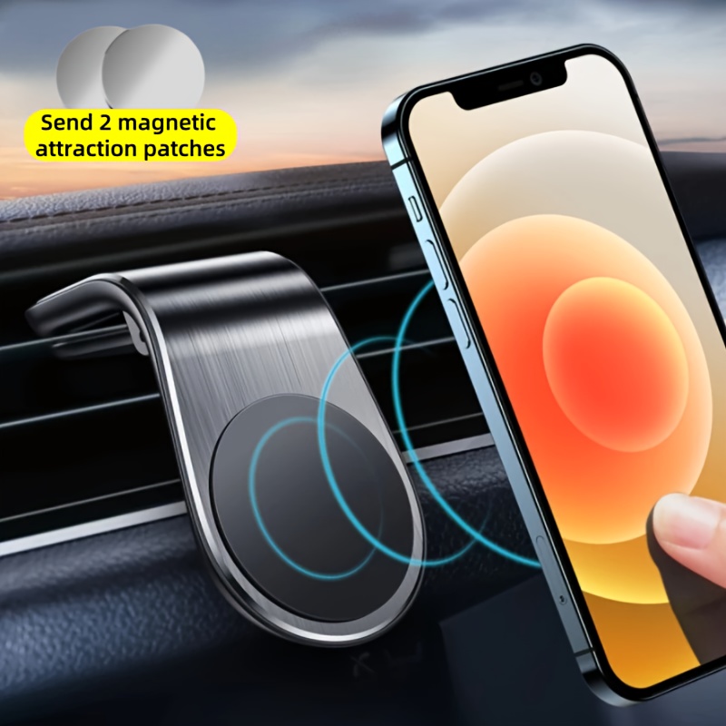 l shaped magnetic phone holder designed for car gps navigation air vent phone mount compatible with iphone samsung and xiaomi 0