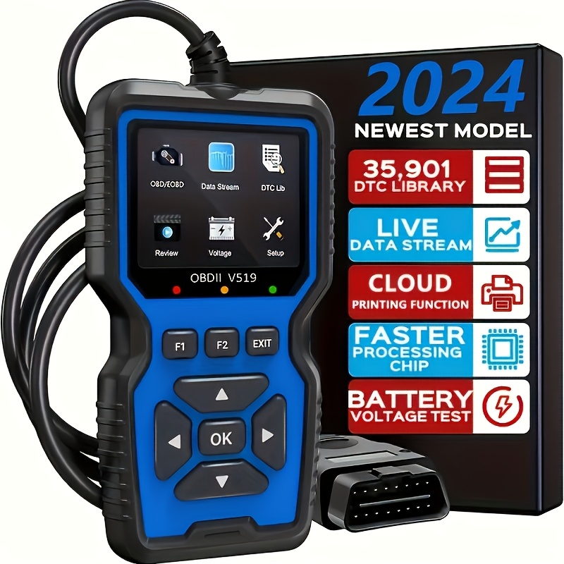 

2024 V519 Professional Obdii Scanner - Live Data Diagnostic Tool For Mechanics, Usb Powered, Light Reader