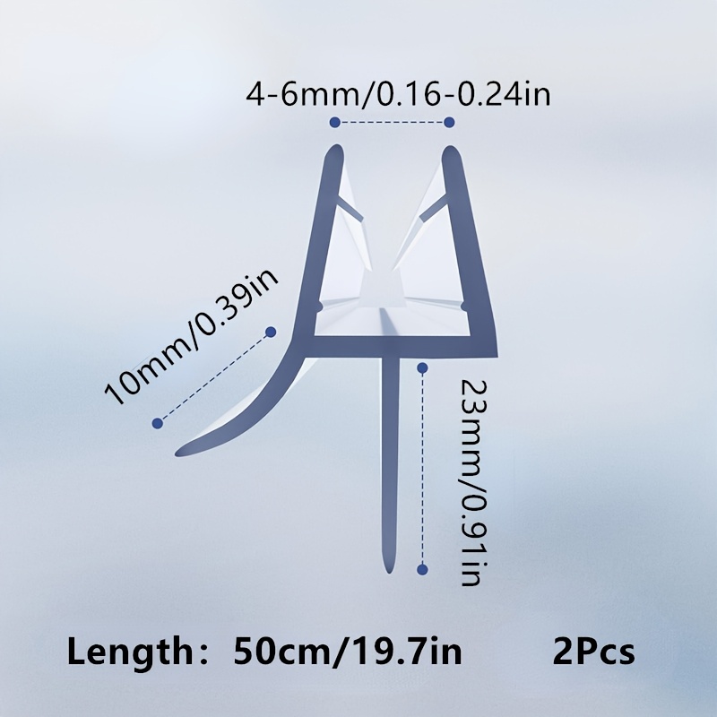 Image of 50cm Shower Door Bottom Seal, 2pcs 1/4" X 36" Shower Door Sweep For 1/4 Inch Glass, Frameless Glass Shower Door Seal Strip To Seal 23mm , Stop Shower Leaks And Create A Water Barrier