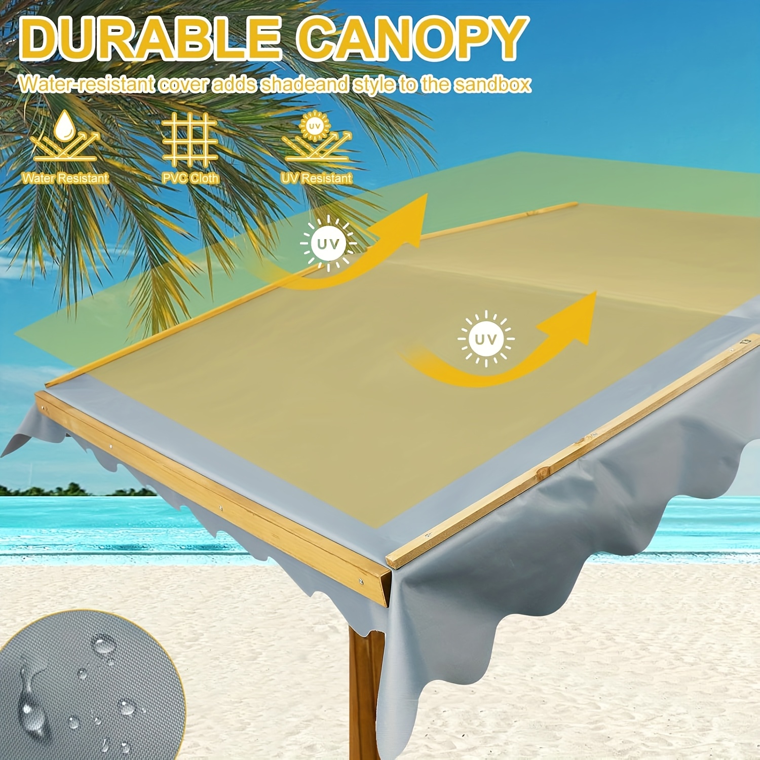 KETIVE Wooden Sandbox With Cover, Outdoor Kids Sand Box With Lid 4 Reinforced Bench Seats & UV-Resistant, Height Adjustable Canopy All-Round Bottom Liner Outdoor For Backyard Beach (45.3'' X 45.3'')