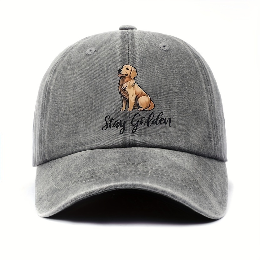 

Adjustable Cotton Baseball Cap With Cute Golden Retriever Print - Unisex, Sun Protection, Perfect For New Year's & Urban Fashion