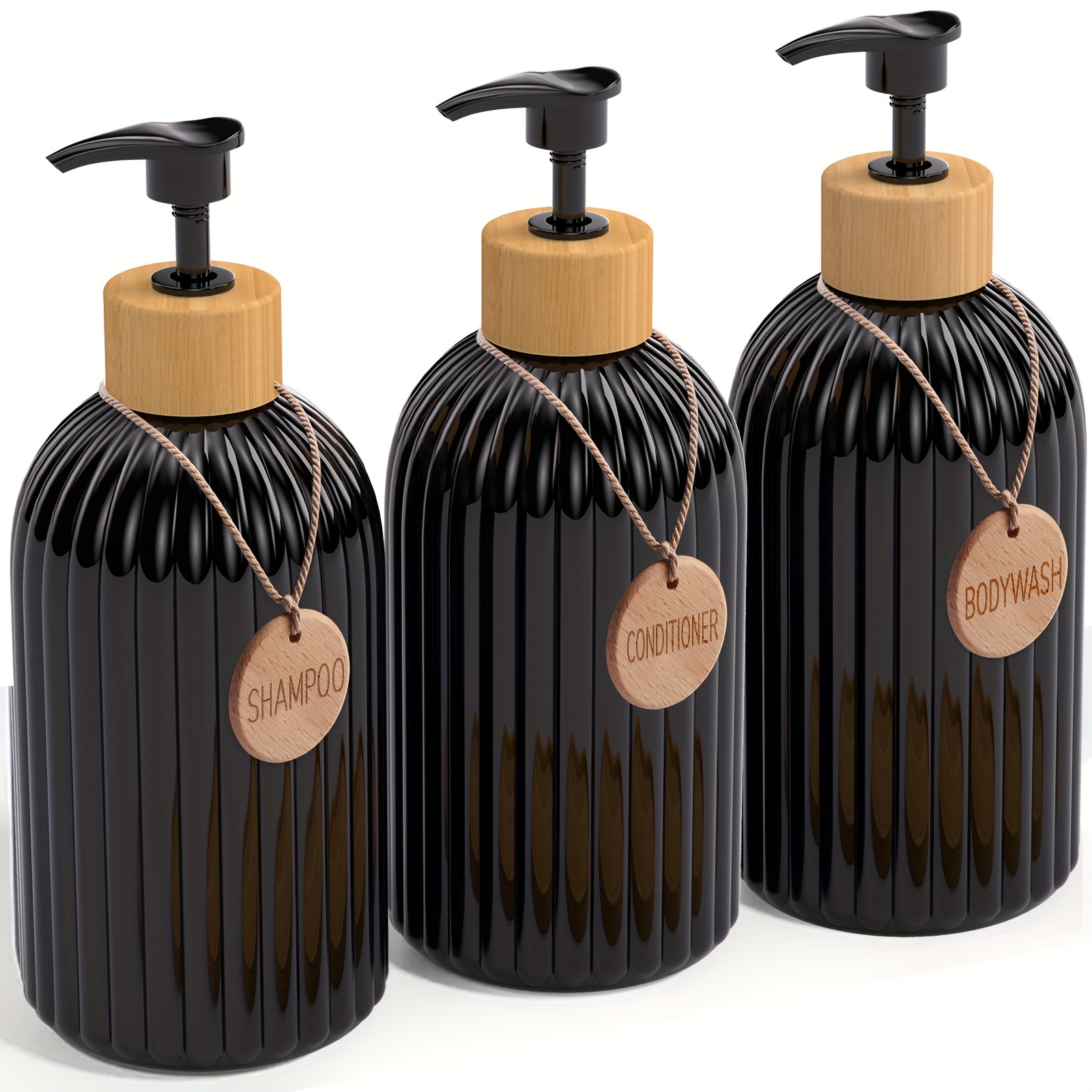 TEMU 3pcs 16.91oz Soap Dispenser With Tag, Lotion Dispenser, Empty Shower Soap Bottles Dispenser With Pump, For Shampoo Body Wash Conditioner, Bathroom Supplies, Bathroom Organizers