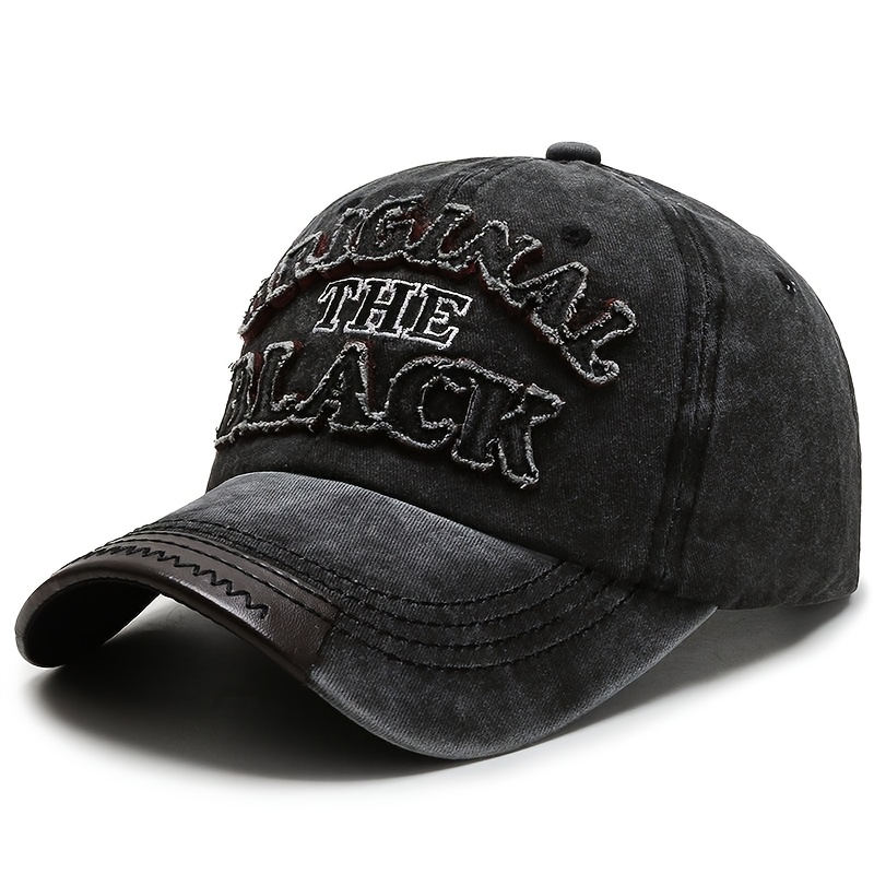 TEMU Unisex Baseball Cap, "" Letter Hat, Dark Style Peaked Cap, Versatile Curved Brim Hat For Outdoor Sports, Gatherings, And Parties, Adjustable