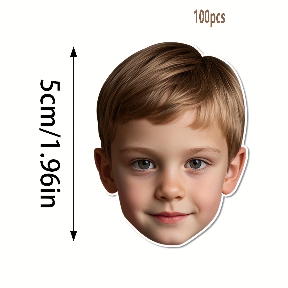 E-shop 50/100 Stück Individuelle Gesichts-Multifunktionsaufkleber – Personalisierbar mit Ihrem Design für Freunde, Haustiere, Hochzeiten, Geburtstage,