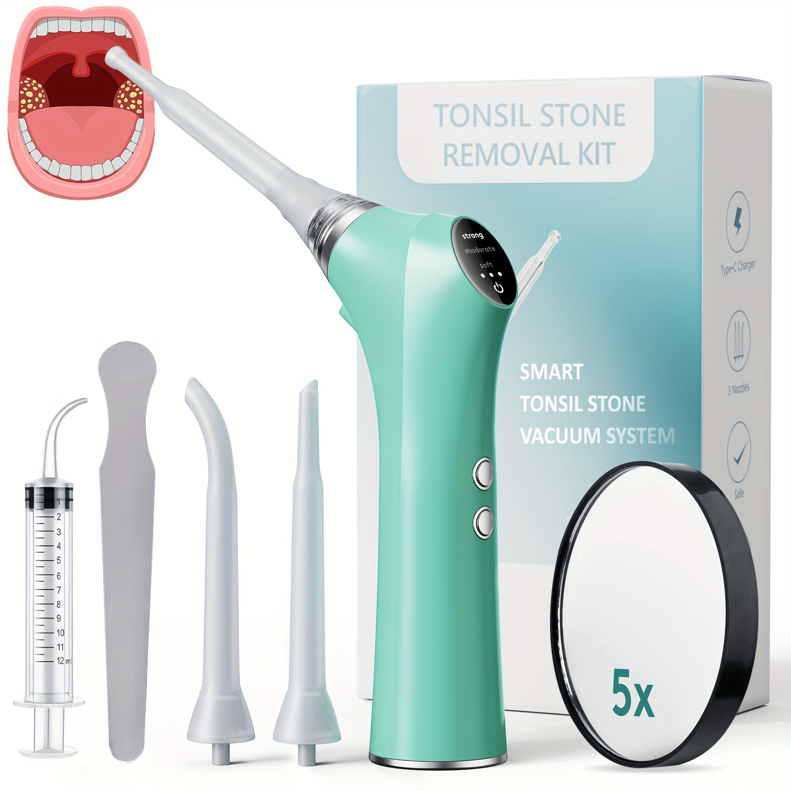 Tonsil Stone Removal Kit with Camera and LED Light