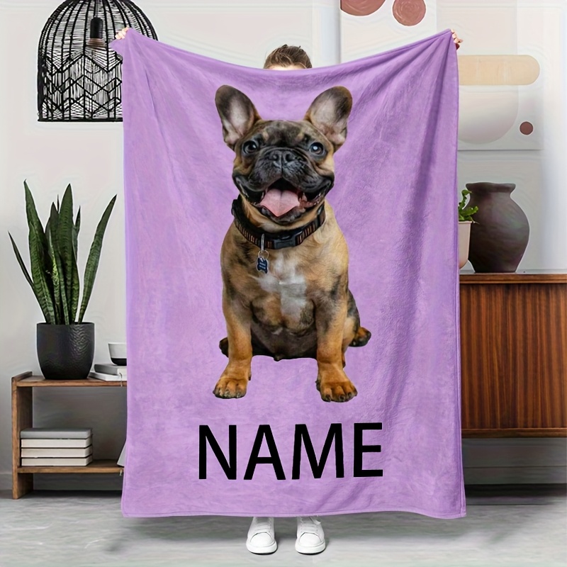 Custom Photo and Text Printed Flannel Blanket for Pet Lovers