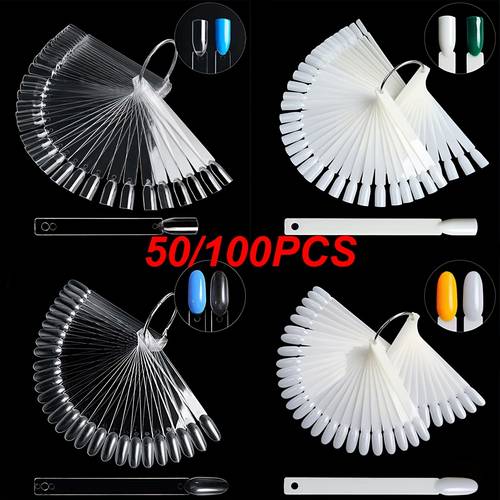 50 100pcs lot professional false tips clear nail swatches color card display chart gel polish template nail acrylic palette manicure tools accessories