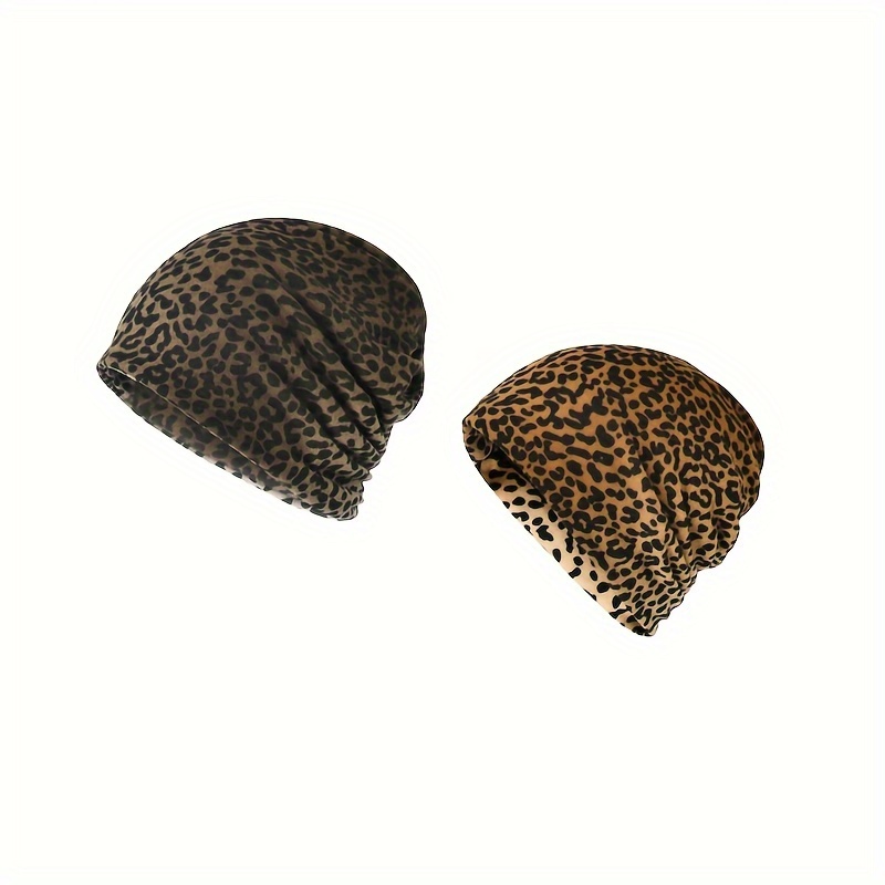 

Polyester Leopard Print Beanie Hat - Breathable Slouchy Skull Cap For Autumn/winter, Elastic Fit, Hand Wash/dry Clean, Lightweight Occasion Cap With Printed Craftsmanship