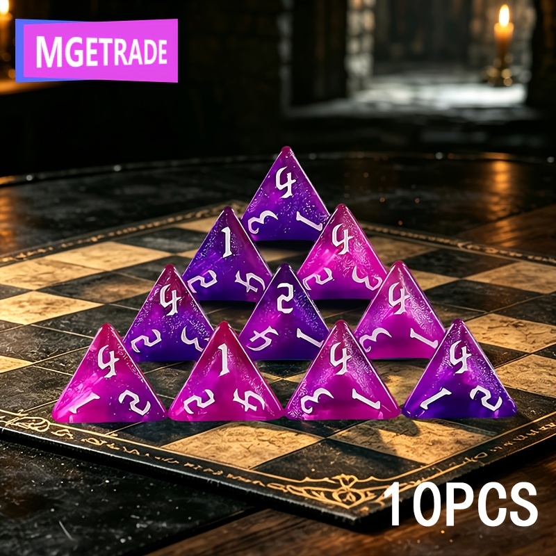 10pcs Nebula Swirl Gradient Color D4 Polyhedral Dice Set