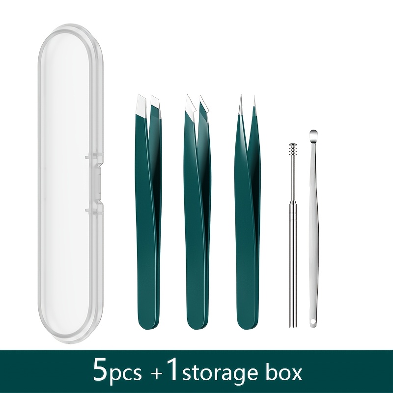 Image of 1.2mm Stainless Steel Precision Hair Removal Tweezers | For Eyebrows And Fine Hair, With Storage Case, Tilted/pointed/curved Design
