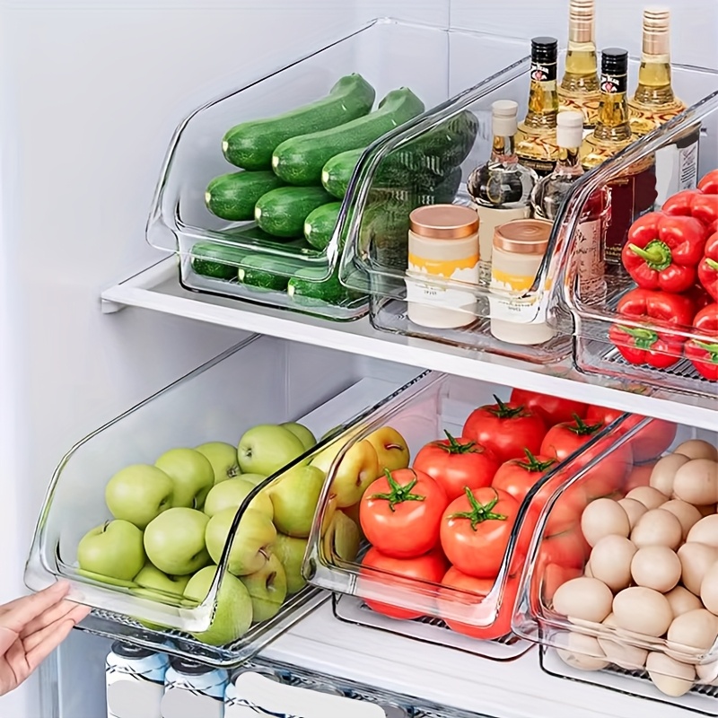 3pcs large capacity refrigerator replacement storage bins transparent stackable pet material suitable for kitchen and cabinet drawer open top containers multipurpose organizer box for fruits snacks   cosmetics and utensils ideal for   fashionable storage boxes vertical storage   container kitchen storage organization