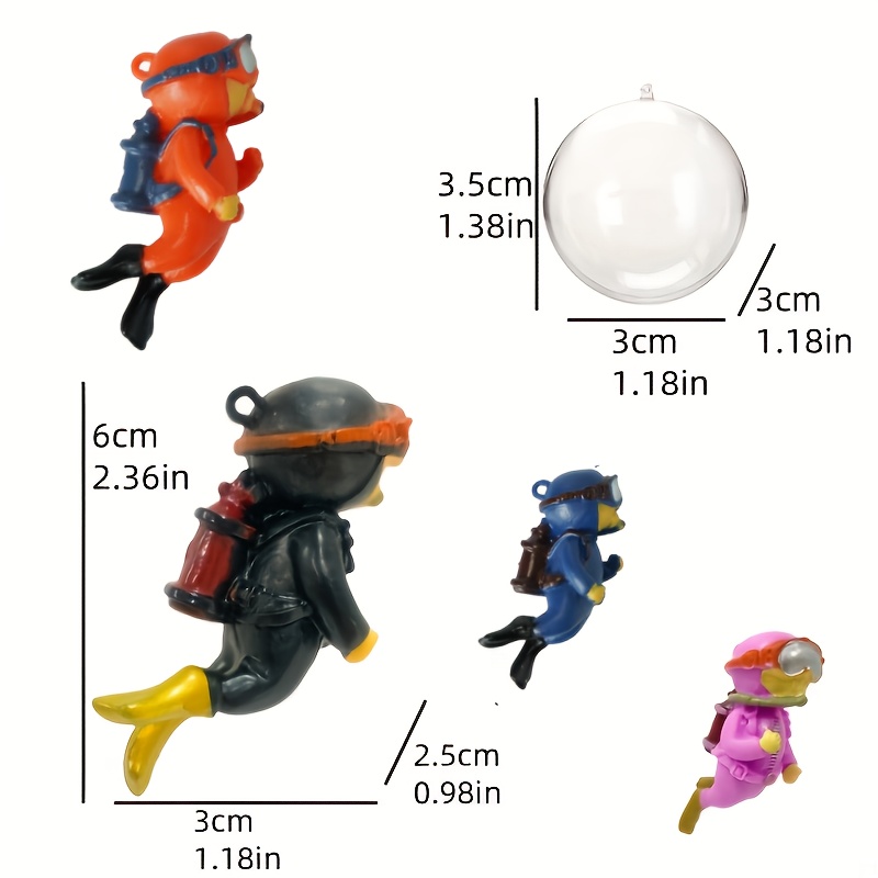 TEMU 4pcs Set Of Diver Aquarium Decorations With Bubble Effects, Pvc Material Aquarium Decorations, Owners Use Aquarium Accessories, Aquarium Scenery