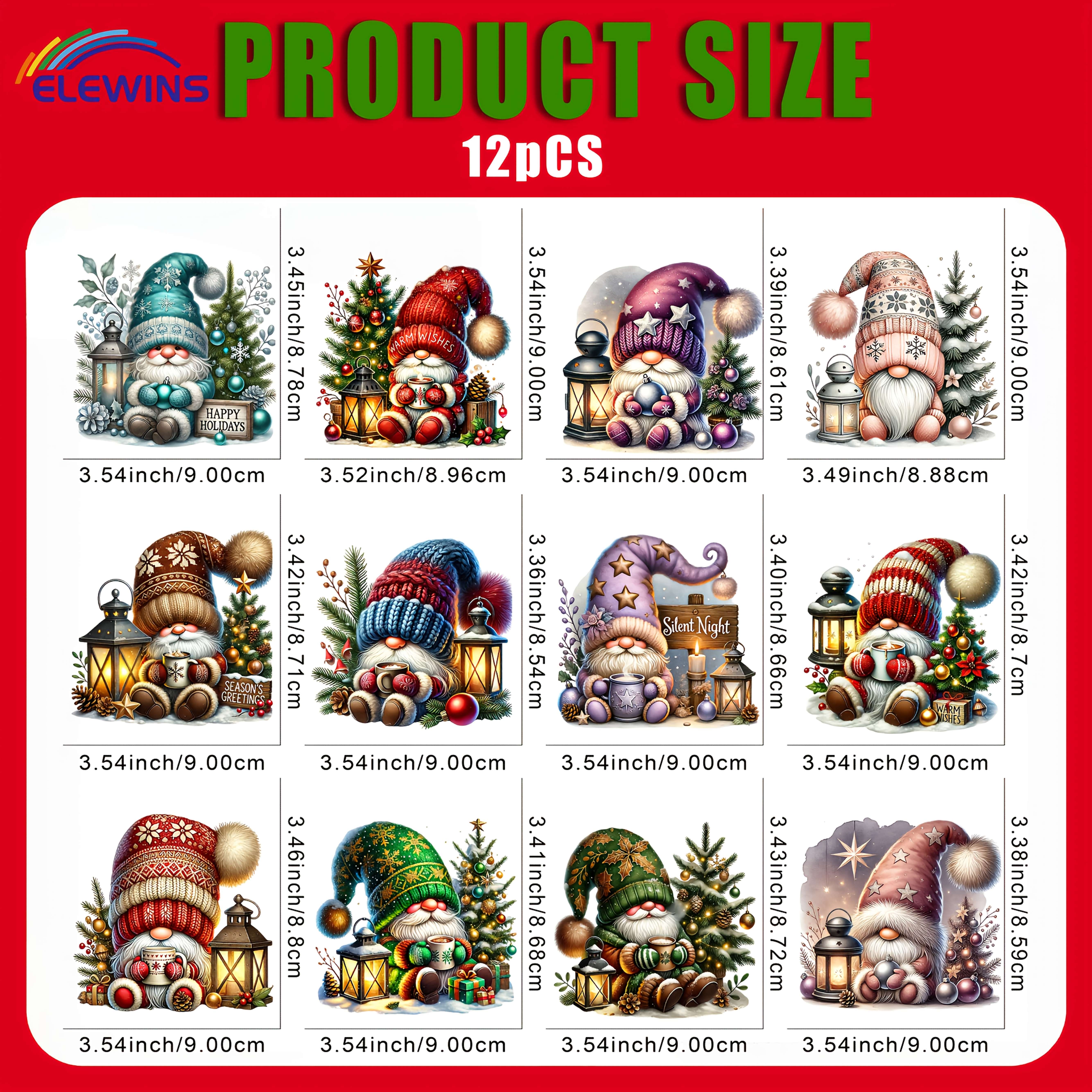 TEMU 12pcs Christmas House Dwarf Iron On Patches - Diy Heat Transfer Vinyl Decals For T-shirts, Jeans, Hats, Bags - & Stick Fabric Transfers For