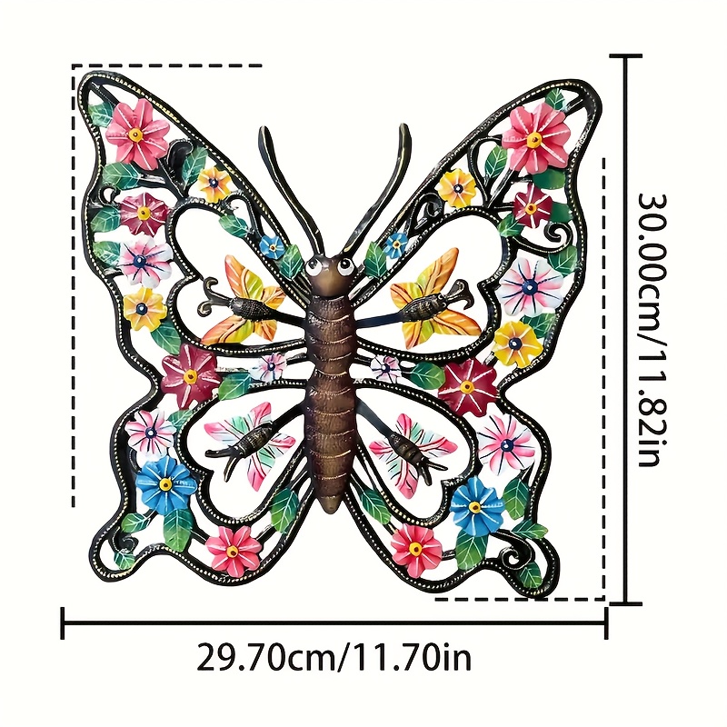 Image of 2d Flat - Vibrant 2d Metal Wall Art - Colorful Indoor/outdoor Decorative Sculpture With Intricate Floral Patterns, Perfect For Patio, Garden, Or Fence - Ideal Gift For Mom , Decorations