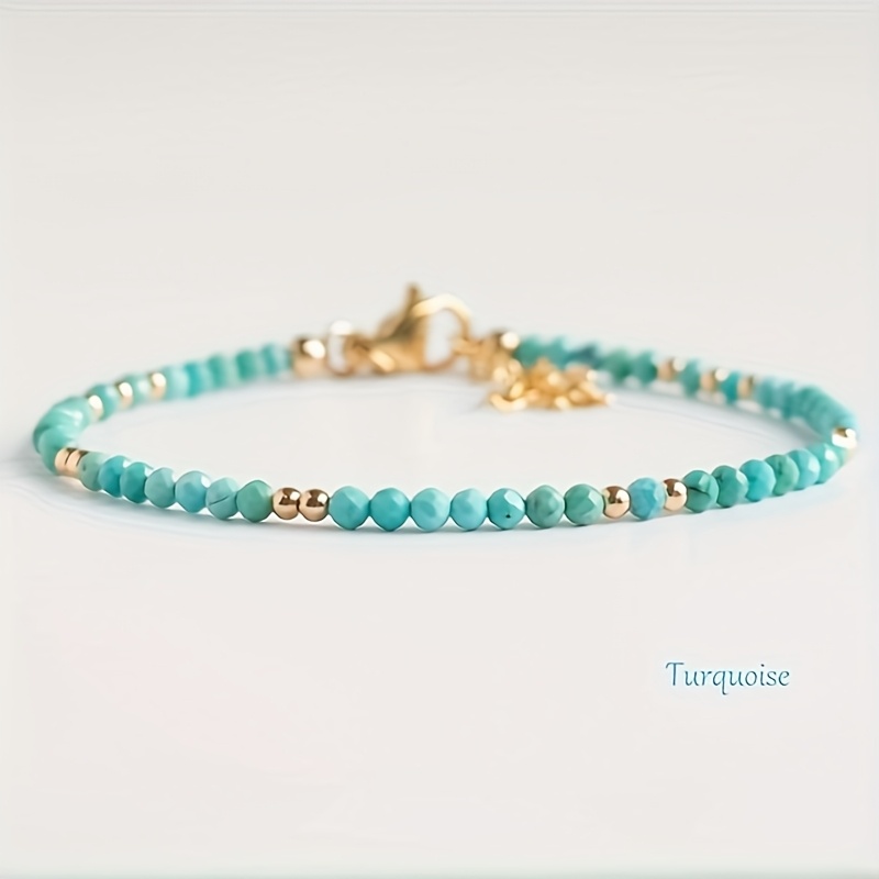 E-shop Naturstein Natur Türkis Armband, Facettierte Perlen Handgefertigtes Armband, Böhmischer Stil, Klassisches Mode Armband