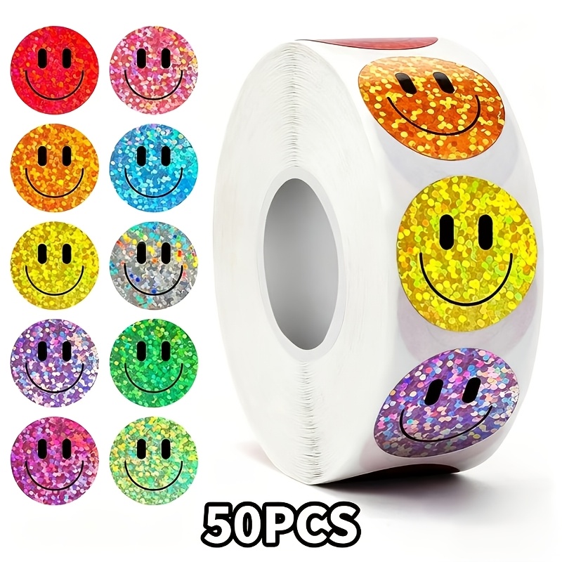 TEMU Rotolo di 50 adesivi colorati a forma di /stella ,5 cm/1 pollice, adesivi con , decorazioni regalo per feste, hobby