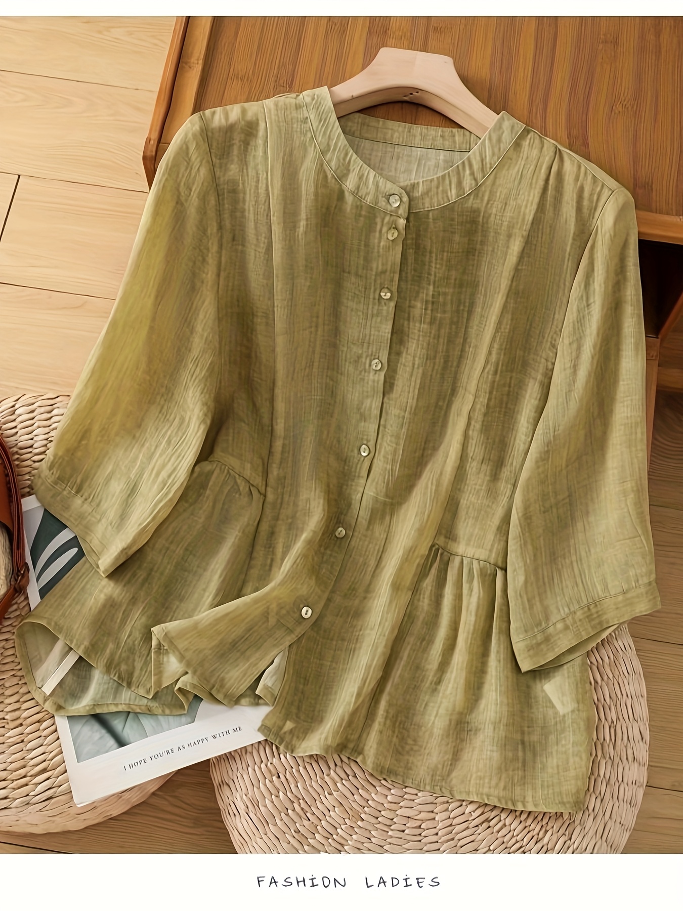 Long Sleeve Summer Blouses 2020 Women's Literary Solid Color Shirt