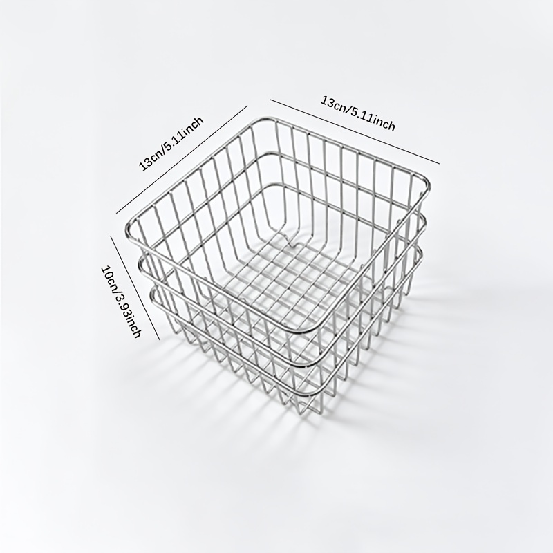 TEMU Open Style Stainless Steel Hollow Out Storage Basket Multi-functional Storage Box For Bathroom Kitchen Desk Durable Fashionable Design Sturdy