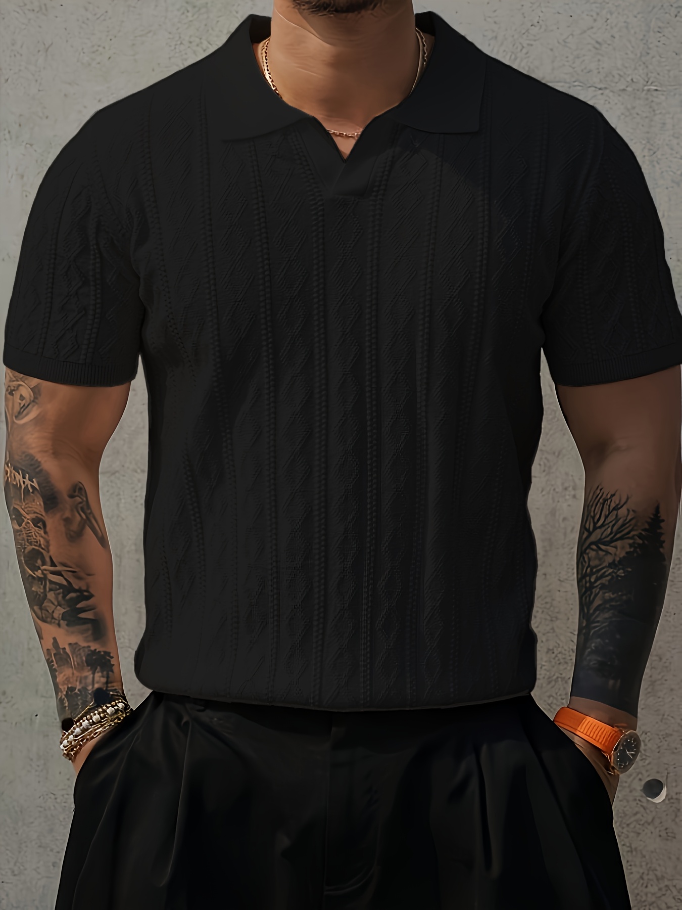 Men's Summer Slim Fit Contrast Collar Short Sleeve Knit Sweater - Lightweight Breathable Casual Pullover, Machine Washable for Office & Social Events, Cute Sweaters, Event Pullover, Medium Stretch Fabric