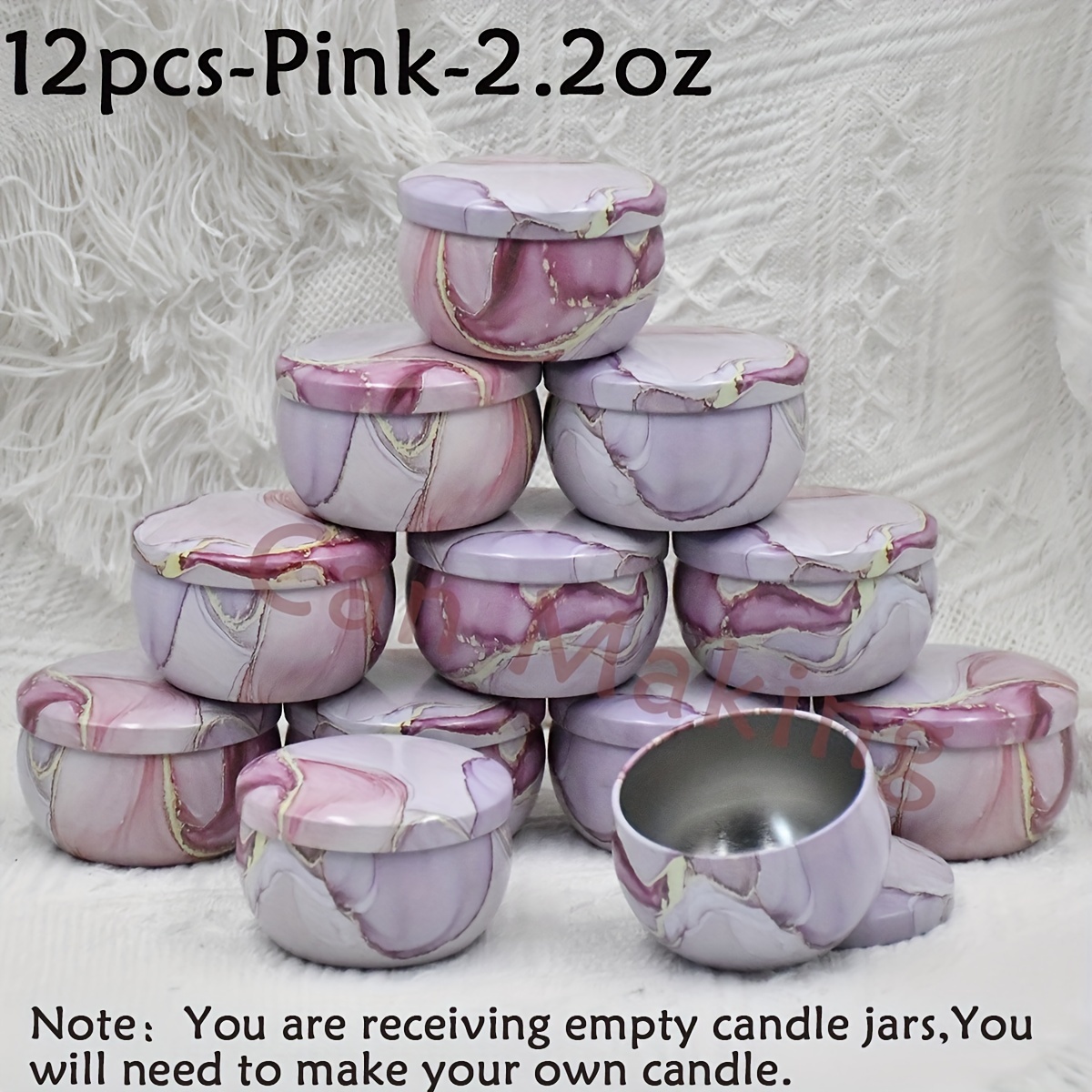 

12-piece Marble Pattern Candle Tins, 2.2oz/4oz - Perfect For Diy Candles, Jewelry & Gifts Storage