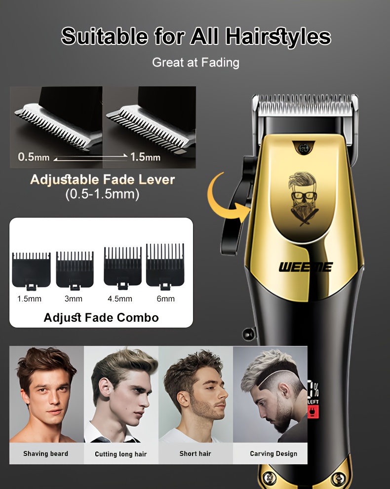  3pcs electric hair clipper set for men cordless trimmer kit with usb charging adjustable guide combs ideal for home haircuts travel beard maintenance daily grooming perfect gift for men teen boys details 6