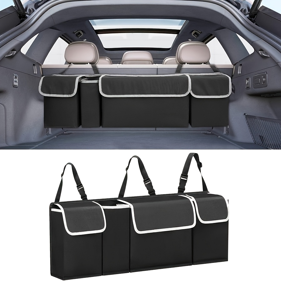TEMU Foldable Cargo Storage Bag, Car Trunk Organization And Storage, Rear Seat Hanging Storage Bag, With 4 Pockets, Suitable For Suv, Truck, Mpv, For