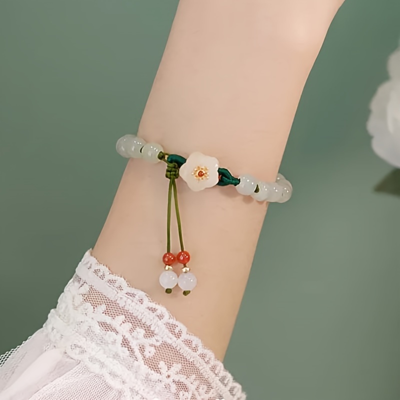 1pc   jade peach   braided bracelet for men details 5