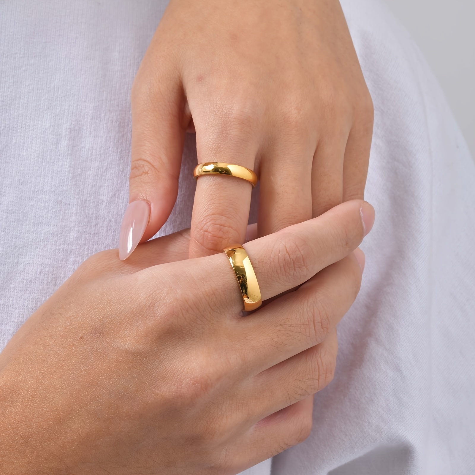 Personalized 18K Gold Plated Stainless Steel Ring, Customizable