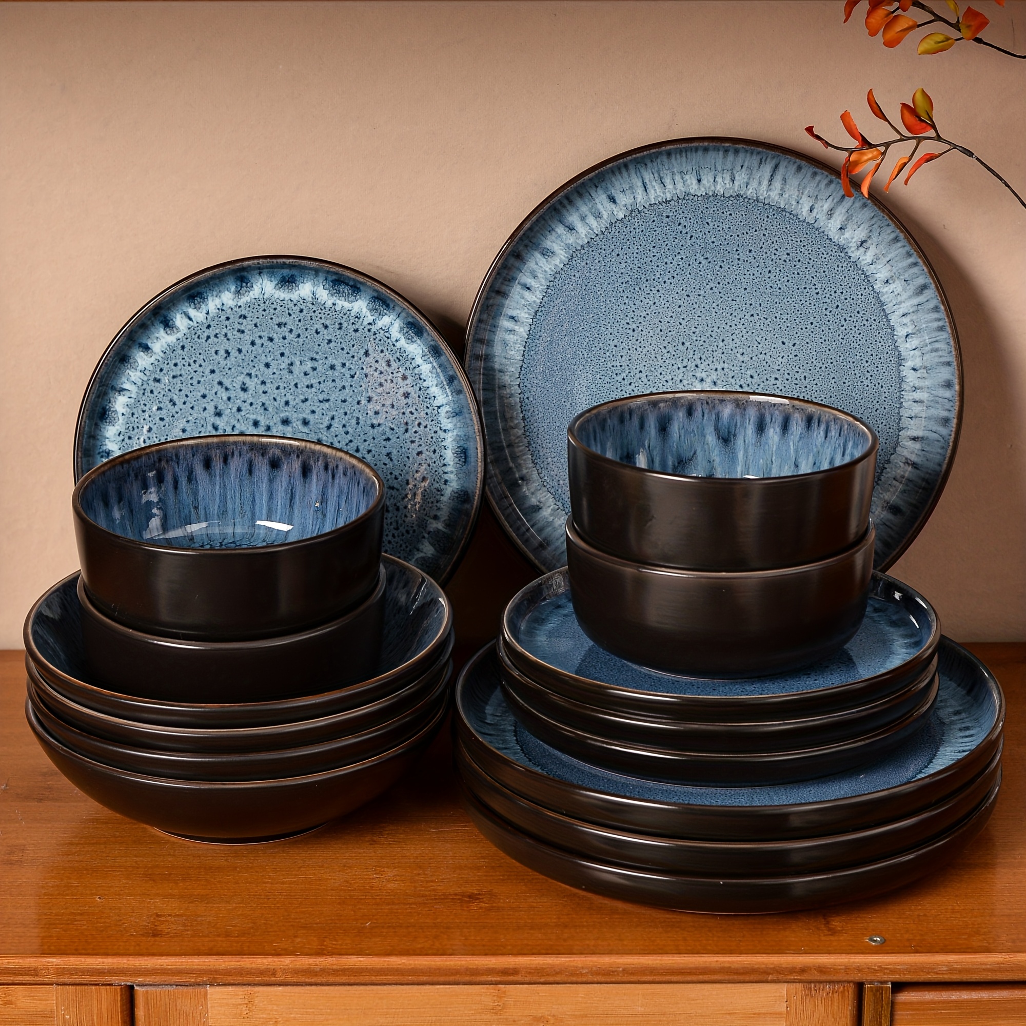 Dinnerware Sets For 4, Chip And Scratch Resistant Dinner Set, Service, Plates And Bowls Sets, Kitchen Gadgets 16pcs, A Housewarming Gift For , A Holiday Gift, Tableware For Entertaining Guests