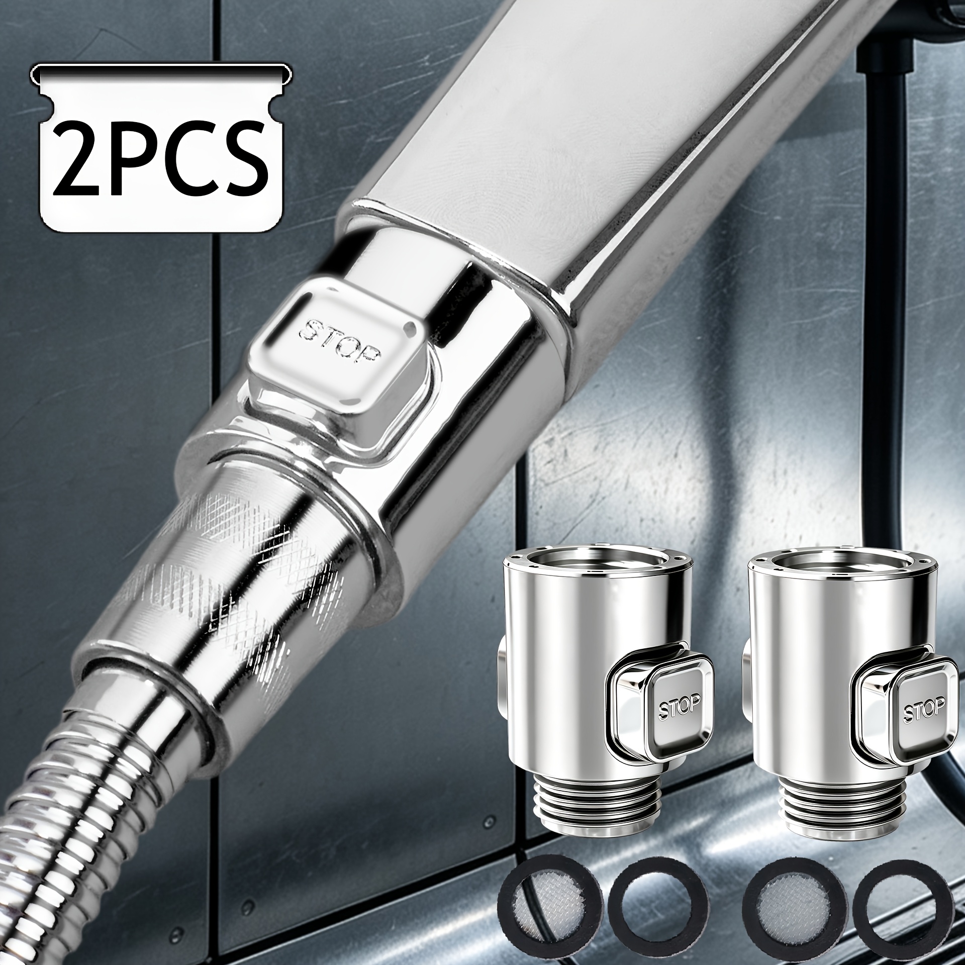 TEMU Robinet d'arrêt de douche de salle de bain avec interface G1/2", robinet d'angle à filetage interne/externe pour pommeau de douche à main, tuyau