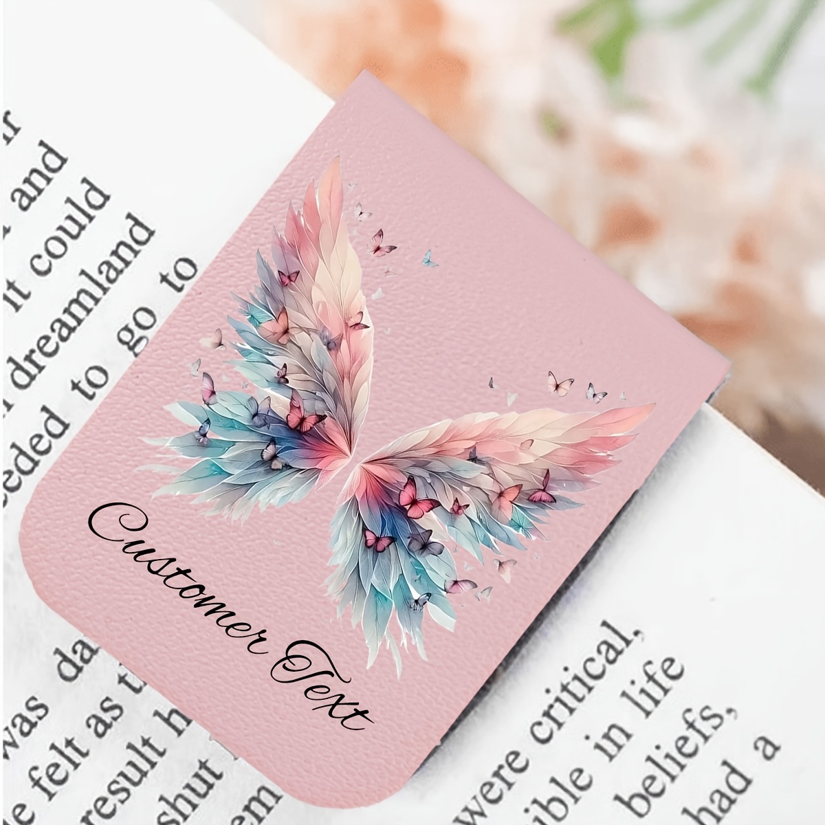 TEMU Personalized Magnetic Bookmarks With Engravable Names/initials - Custom Faux Leather Bookmark Suitable For Women, Teachers, Book Lovers -
