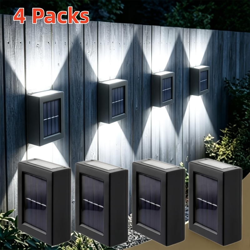 TEMU /4pcs Solar Exterior Wall Lights, Outdoor Decorative Wall Sconces, Warm Light/white Landscape Lighting, Suitable For Home Gardens, , Courtyards,