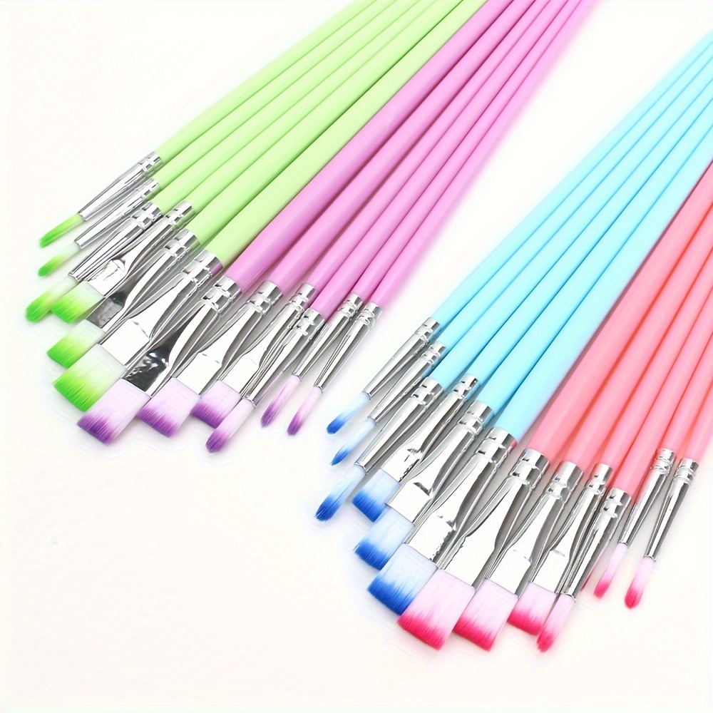 

6pcs Watercolor Paint Brush Pen Set - Nylon Hair Plastic Handle For Diy Oil Acrylic Painting - Art Supplies For Christmas, Halloween, Thanksgiving - 4 Color Options