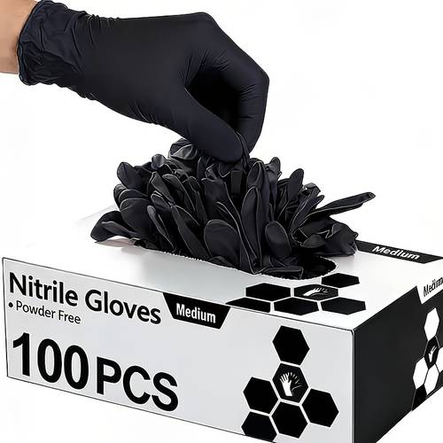 100/8er-pack schwarze einweg-nitrilhandschuhe, wiederverwendbar, hochelastisch, beidhändig, für weihnachtsgeschenke, hausreinigung, küchenspülen, maniküre friseurarbeiten