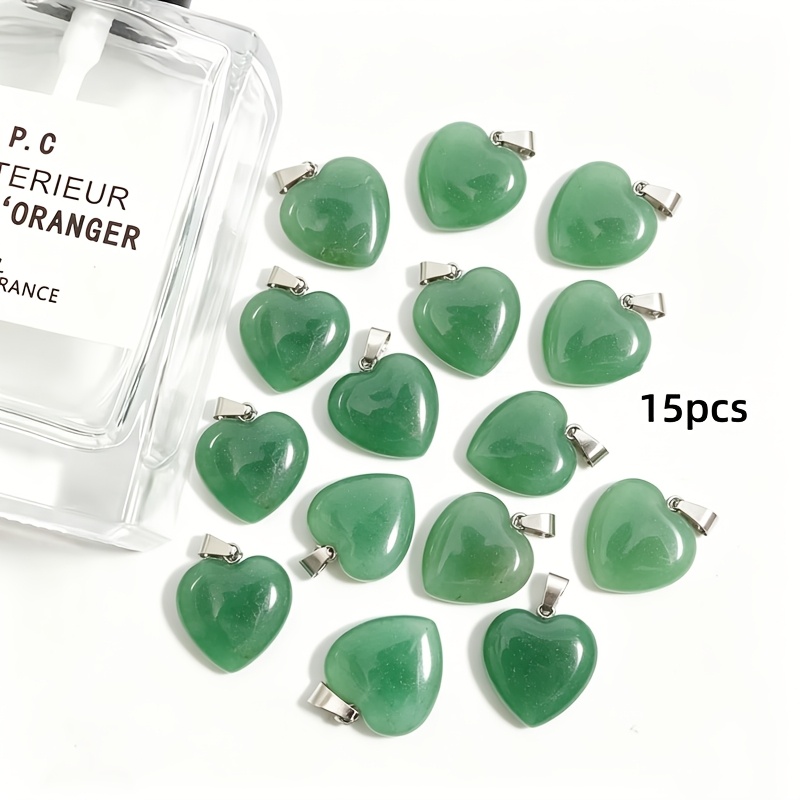 5/15 Pcs 20*6mm Green Aventurine Heart Pendants
