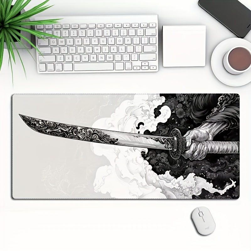 extra large gaming mouse pad black desk mat with ornate design washable rubber deskmat for laptop desktop computers office home essentials mouse pads for desk details 2