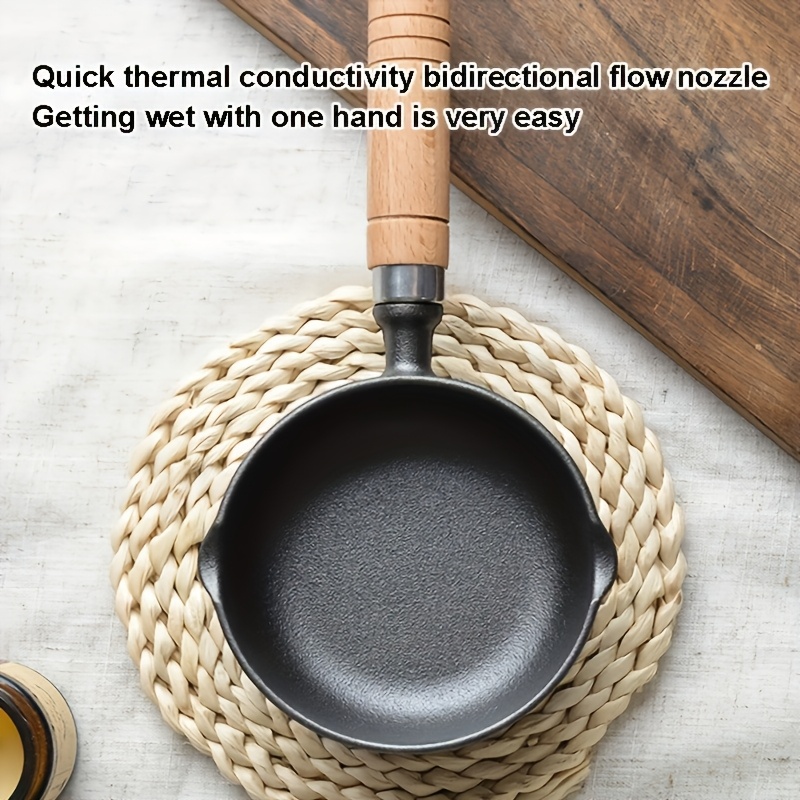 1pc mini cast   with wooden handle non stick   small kitchen cookware for boiling eggs   and cooking ideal for   and picnics kitchen cookware wooden handle cast iron pan 5