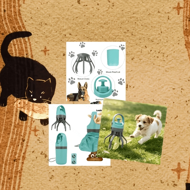Portable Dog Waste Scooper With Paw-shaped Design & Built-in Bag Holder - Operation Suitable For All Breeds, Durable Outdoor Poop Picker For -the- , Hygienic Pet For Dogs