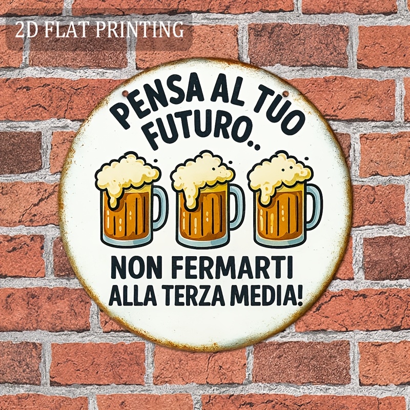 TEMU Targa da parete in metallo retr簷 con italiana 2D piatta, 1 pezzo - Decorazione in alluminio per " Non Fermanti Alla " adatta per patio, portico,
