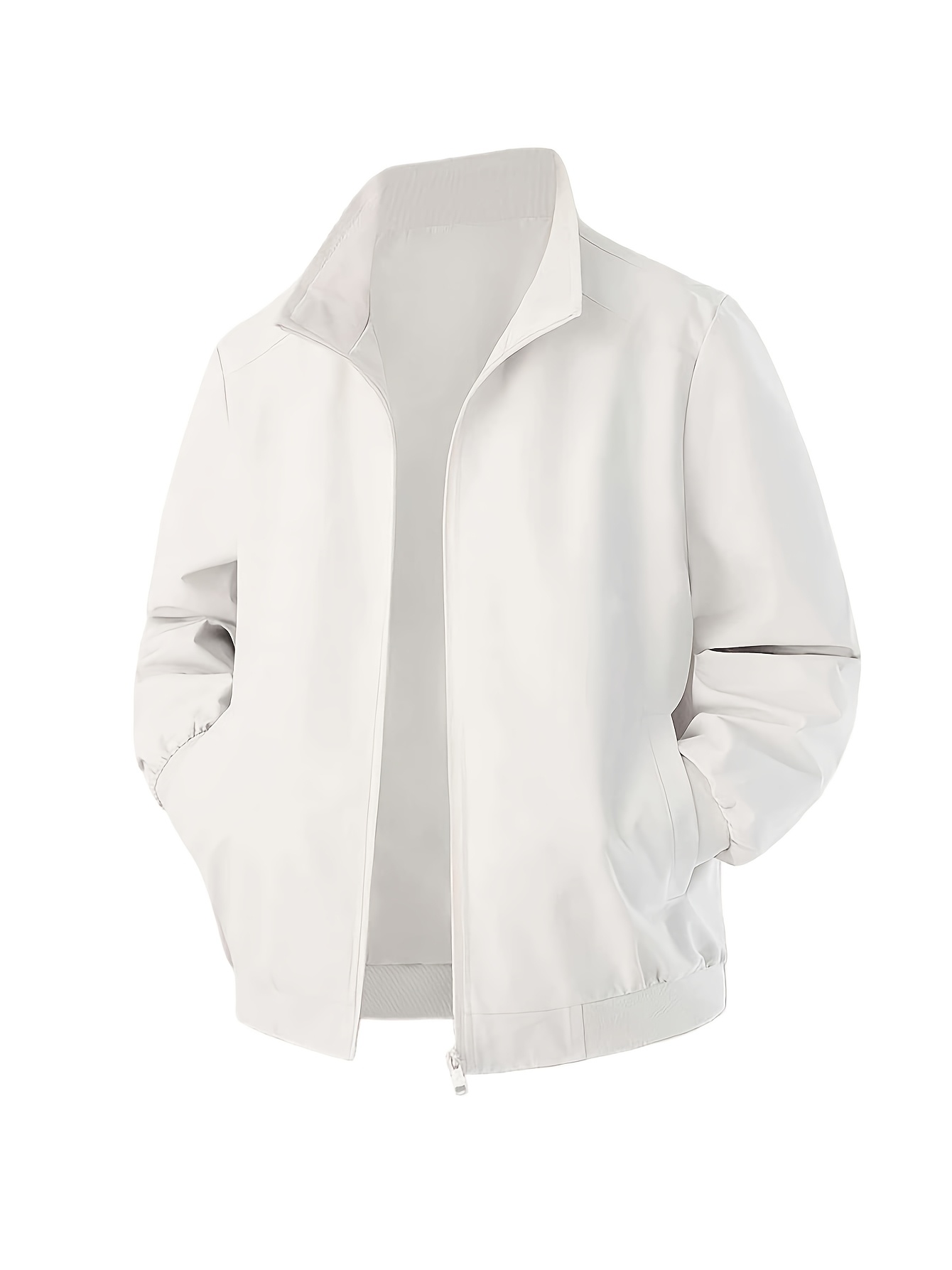 item picture     mens spring autumn jacket lapel solid color trench coat zipper front single pocket